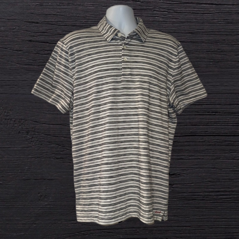 Abercrombie & Fitch Men’s XXL Polo Shirt |Striped Parchment Heather Cotton Blend